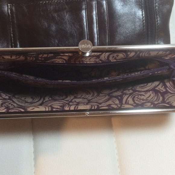 EUC Dark Brown Hobo Lauren Wallet Clutch with Silver Trim - Picture 8 of 16
